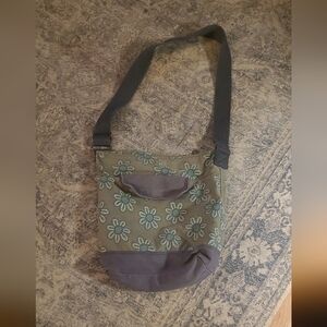 Floral Embroidered Shoulder Bag - Green and Blue Life Is Good Tote Purse